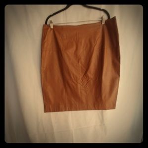 Anne Klein - New (Bownish Tan) Leather Skirt
